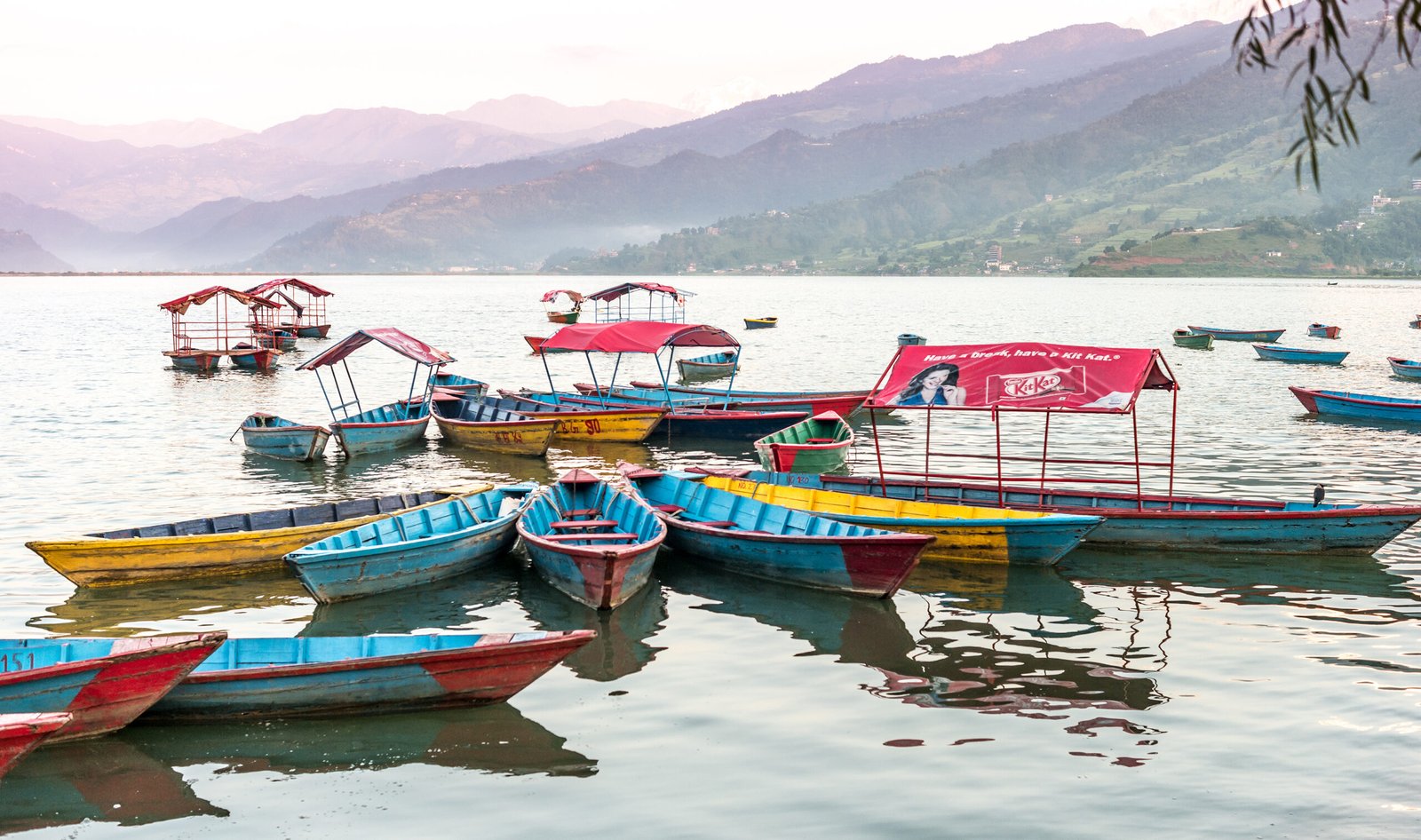Lake in the Pokhara at Sunrise. Beautiful view